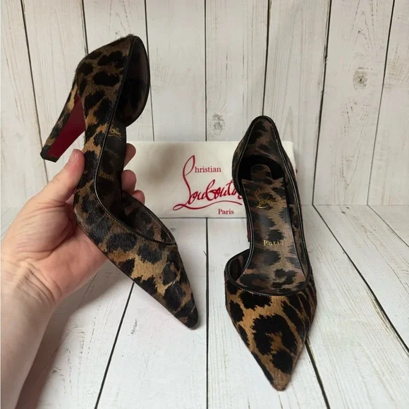 Christian Louboutin Calf Hair Vibella Leopard Print Pumps Sz 39 / 9 - Picture 7 of 16